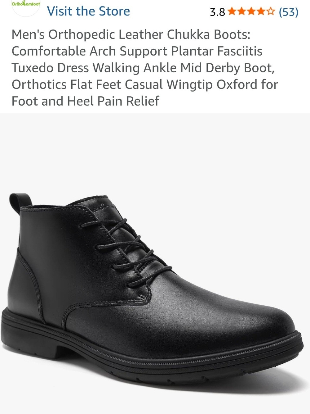 Men's Black Leather Chukka Boot - Orthopedic Support Orthocomfort